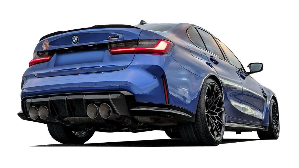 Voiture BMW Bleu sur fond blanc