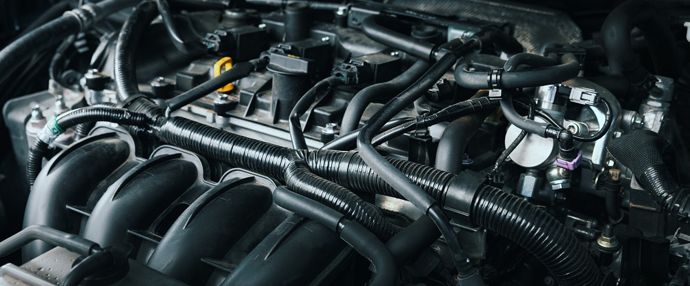 closeup of modern car engine. banner